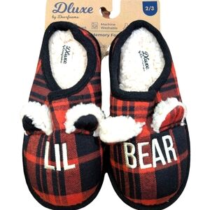 Dearfoams Plaid Lil Bear Slippers 2